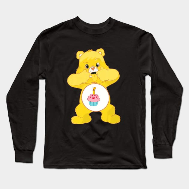 Birthday Bear sticking tongue out Long Sleeve T-Shirt by tailspalette